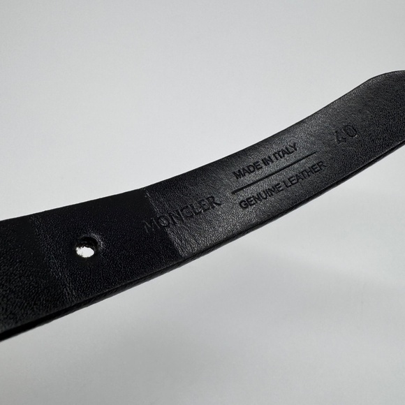 Moncler Authentic Black Leather Logo Buckle Belt Size 40 Pre-Owned - Picture 7 of 8